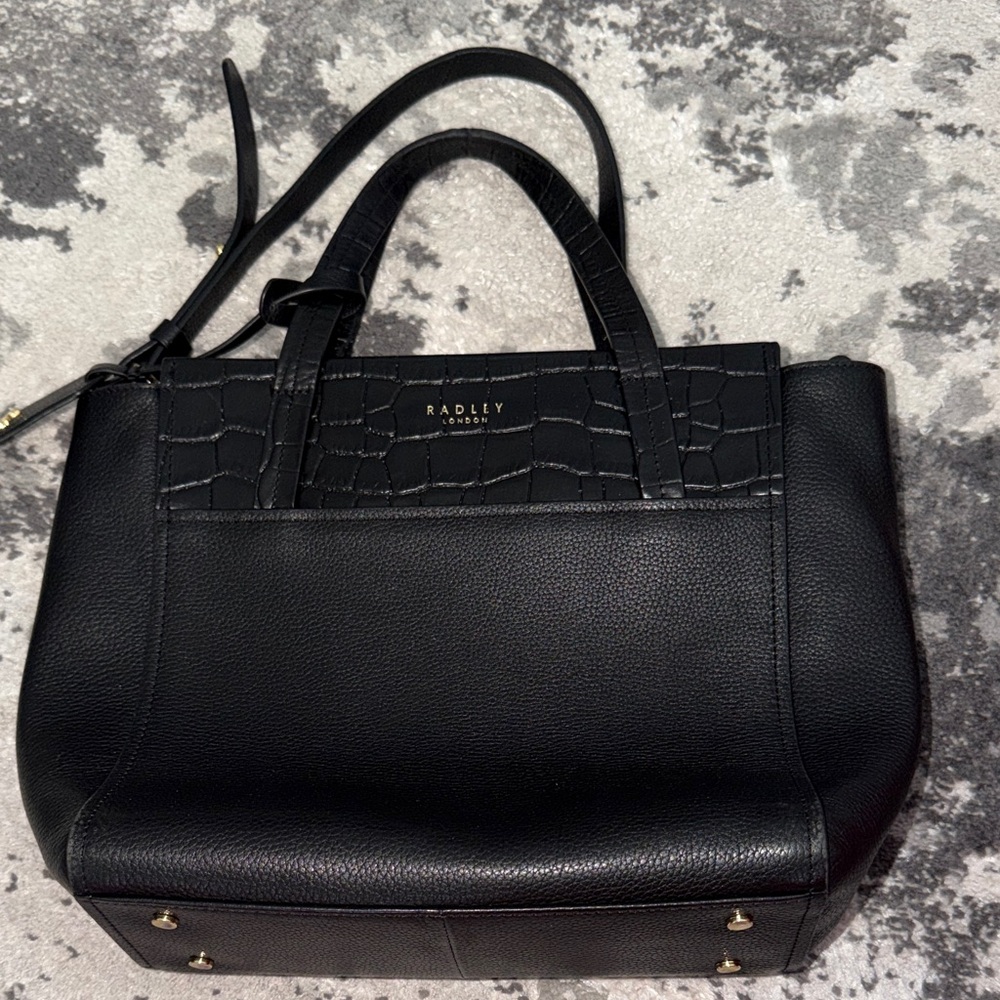 Radley London Black Croc-Embossed Leather Tote Bag